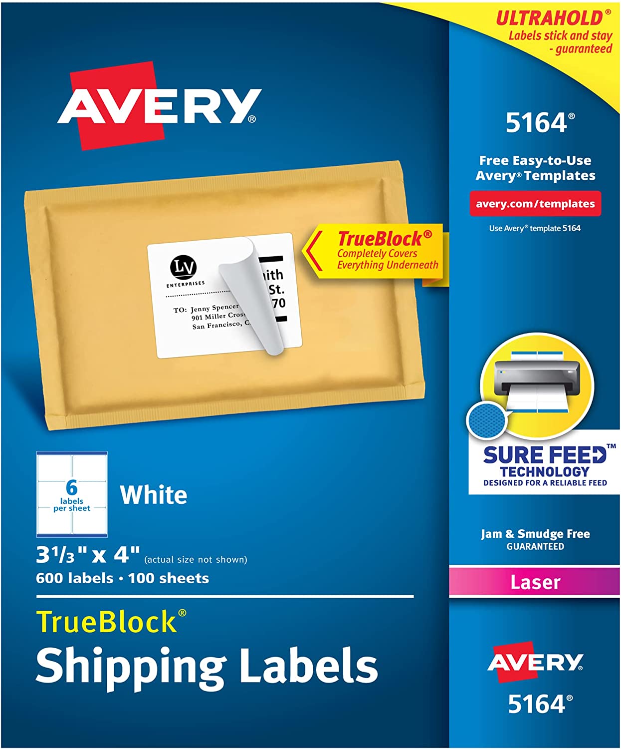 Avery Printable Shipping Labels 5164 3-1/3\\